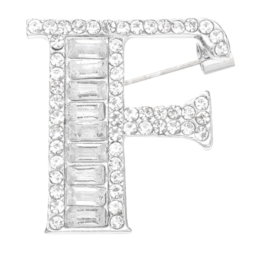 PATIKIL Buchstaben Broschen Anstecknadeln Initialbuchstabe F Strass Broschen Metall Kristall Alphabet A-Z Brustnadel Reversnadel Für Damen Schmuck Geschenk Anzug Kleidung Silberfarben von PATIKIL