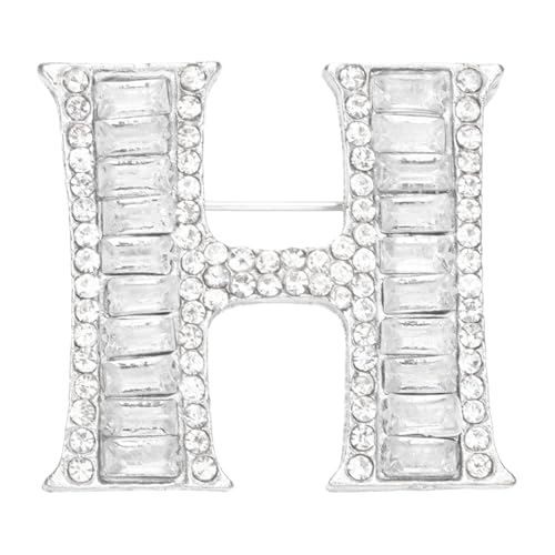 PATIKIL Buchstaben Broschen Anstecknadeln Initialbuchstabe H Strass Broschen Metall Kristall Alphabet A-Z Brustnadel Reversnadel Für Damen Schmuck Geschenk Anzug Kleidung Silberfarben von PATIKIL