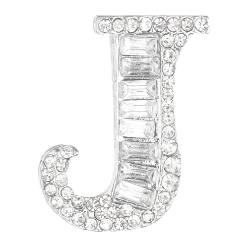 PATIKIL Buchstaben Broschen Anstecknadeln Initialbuchstabe J Strass Broschen Metall Kristall Alphabet A-Z Brustnadel Reversnadel Für Schmuck Geschenk Anzug Kleidung Hut Kleid Silber Ton von PATIKIL