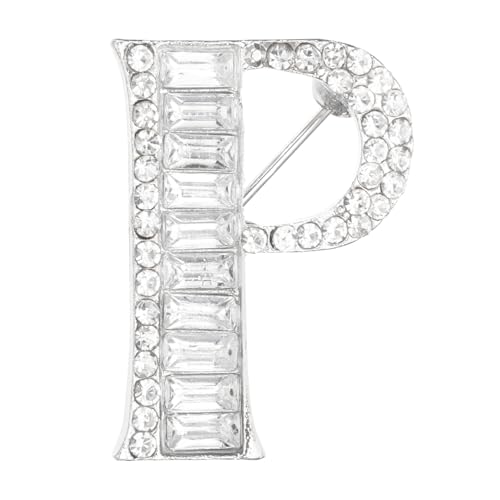 PATIKIL Buchstaben Broschen Anstecknadeln Initialbuchstabe P Rhinestone Broschen Metall Kristall Alphabet A-Z Brustnadel Reversnadel Für Damen Schmuck Geschenk Anzug Kleidung Silber Ton von PATIKIL