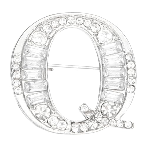 PATIKIL Buchstaben Broschen Anstecknadeln Initialbuchstabe Q Strass Broschen Metall Kristall Alphabet A-Z Brustnadel Reversnadel Für Damen Schmuck Geschenk Anzug Kleidung Silberfarben von PATIKIL