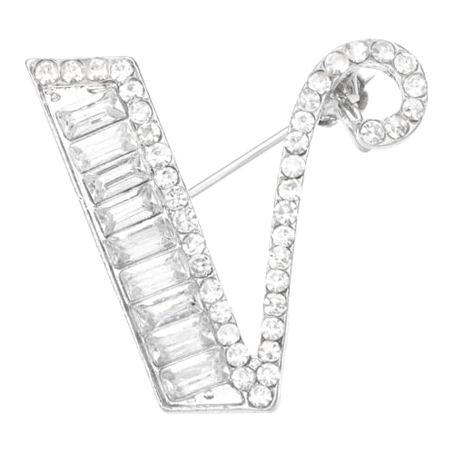 PATIKIL Buchstaben Broschen Anstecknadeln Initialbuchstabe V Strass Broschen Metall Kristall Alphabet A-Z Anstecknadel Reversnadel Für Damen Schmuck Geschenk Anzug Kleidung Silber Ton von PATIKIL