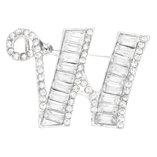 PATIKIL Buchstaben Broschen Anstecknadeln Initialbuchstabe W Strass Brosche Metall Kristall Alphabet A-Z Brustnadel Reversnadel Für Damen Schmuck Geschenk Anzug Kleidung Silberfarben von PATIKIL