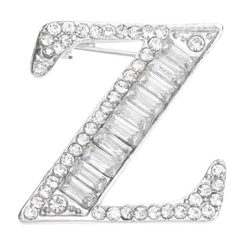 PATIKIL Buchstaben Broschen Anstecknadeln Initialbuchstabe Z Strass Broschen Metall Kristall Alphabet A-Z Brustnadel Reversnadel Für Damen Schmuck Geschenk Anzug Kleidung Silber Ton von PATIKIL