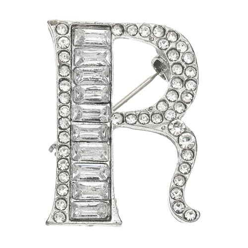 PATIKIL Buchstaben Broschen Anstecknadeln Letter R Initiale Strass Brosche Metall Broschen Für Damen Herren Brustnadel Geschenke Schmuck Silber von PATIKIL
