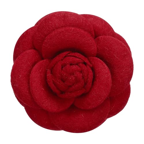 PATIKIL Camellia Blumenbroschen, Vintage Stoffblumenbroschen handgefertigte florale Anstecknadeln für Damen Hut Kleid Hemd Krawatte Corsage, Rot von PATIKIL