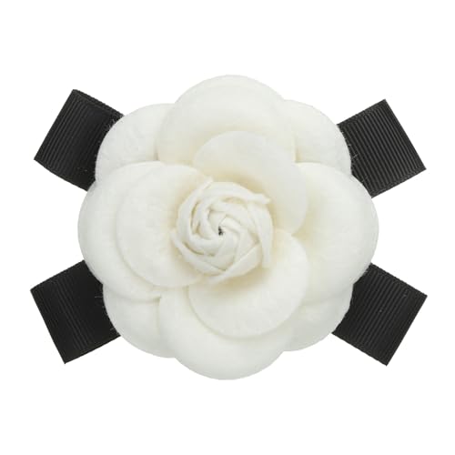 PATIKIL Camellia Blumenbroschen, elegante Broschen mit künstlicher Wolle, florale Schleifenstifte für Damen, Hut, Kleid, Hemd, Krawatte, Anstecknadel, Beige von PATIKIL