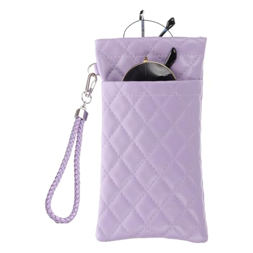 PATIKIL Doppel Brillenetui, Leder Weiche Brillenetuis Tragbare Sonnenbrillen Tasche Organizer mit Trageriemen für Damen Herren Brillenorganisation, Lila von PATIKIL