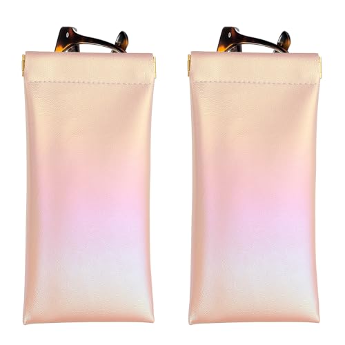 PATIKIL Drücken Sie oben auf das Sonnenbrillenetui, 2 Stück PU-Leder weiches Brillenetui Tragbares Reise-Sonnenbrillenetui Organizer, Gradient Pink von PATIKIL
