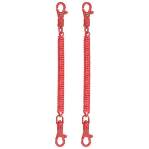 PATIKIL Einziehbare Spiralfedern Schlüsselanhänger 2Stk Anti-Verlust Schlüssel Kette Halter Schlüsselband Kordel mit Metall Karabinerverschluss 20cm für Schlüssel Geldbörse Rot von PATIKIL