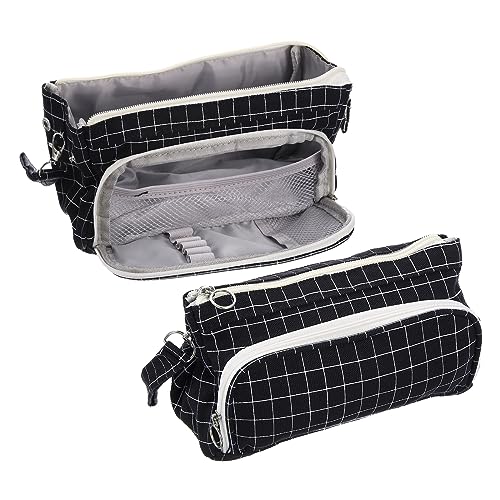 PATIKIL Federmappe Große Kapazität Stiftetasche Stift Tasche Kasten Kosmetik Tasche Schreibwaren Organizer Tragbar für Büro Zuhause Stil 2 Schwarz von PATIKIL