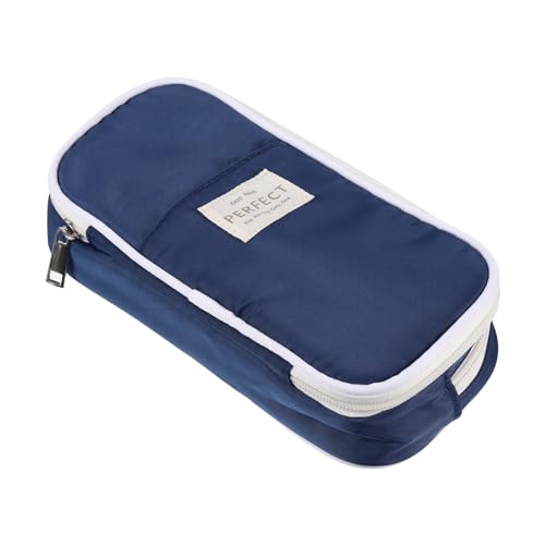 PATIKIL Federmappe Große Kapazität Stiftetasche Stift Tasche Kasten Kosmetik Tasche Schreibwaren Organizer Tragbar für Büro Zuhause Stil 4 Marine Blau von PATIKIL