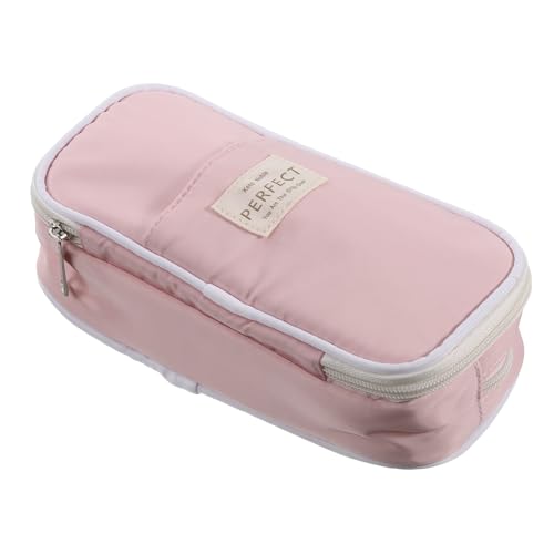 PATIKIL Federmappe Große Kapazität Stiftetasche Stift Tasche Kasten Kosmetik Tasche Schreibwaren Organizer Tragbar für Büro Zuhause Stil 4 Rosa von PATIKIL