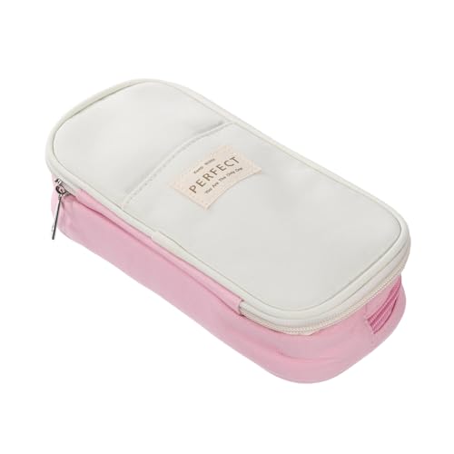 PATIKIL Federmappe Große Kapazität Stiftetasche Stift Tasche Kasten Kosmetik Tasche Schreibwaren Organizer Tragbar für Büro Zuhause Stil 5 Rosa von PATIKIL