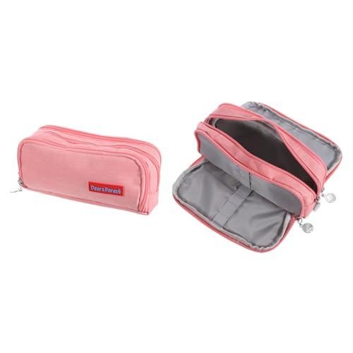 PATIKIL Federmappe Große Kapazität Stiftetasche Stift Tasche Kasten Kosmetik Tasche Schreibwaren Organizer Tragbar für Büro Zuhause Stil 6 Rosa von PATIKIL