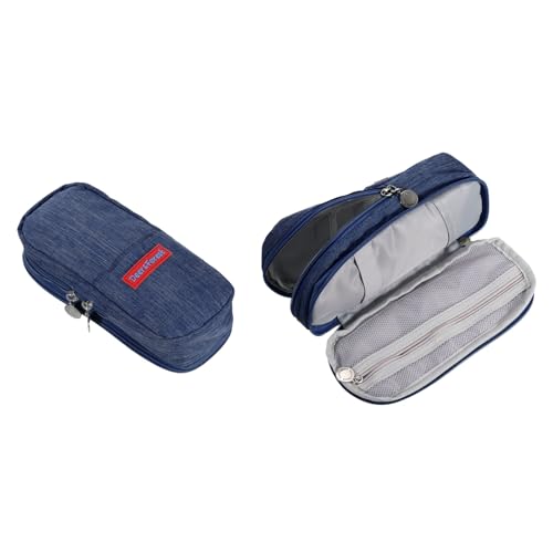 PATIKIL Federmappe Große Kapazität Stiftetasche Stift Tasche Kasten Kosmetik Tasche Schreibwaren Organizer Tragbar für Büro Zuhause Stil 7 Marine Blau von PATIKIL