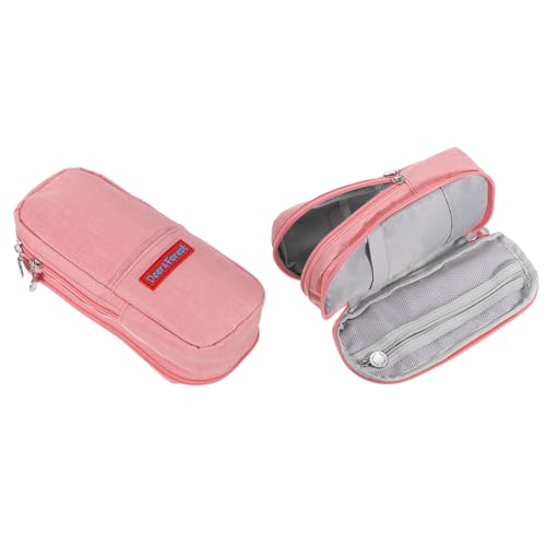 PATIKIL Federmappe Große Kapazität Stiftetasche Stift Tasche Kasten Kosmetik Tasche Schreibwaren Organizer Tragbar für Büro Zuhause Stil 7 Rosa von PATIKIL