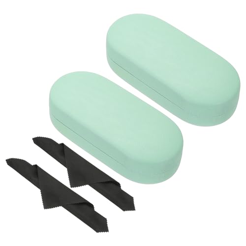 PATIKIL Hard Shell Brillenetui, 2er Pack PU-Leder Großes Brillenetui Litchi-Grain Schutzbrille Organizer für Damen Herren Brillen Sonnenbrillen Aufbewahrung, Hellgrün von PATIKIL