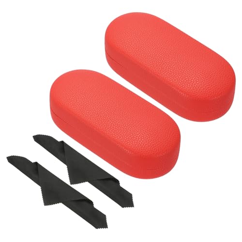 PATIKIL Hard Shell Brillenetui, 2er Pack PU-Leder Großes Brillenetui Litchi-Grain Schutzbrille Organizer für Damen Herren Brillen Sonnenbrillen Aufbewahrung, Rot von PATIKIL
