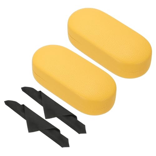 PATIKIL Hard Shell Brillenetui, 2er Pack PU-Leder Großes Brillenetui Litchi-Grain Schutzbrillen-Organizer für Damen Herren Brillen Sonnenbrillen Aufbewahrung, Gelb von PATIKIL