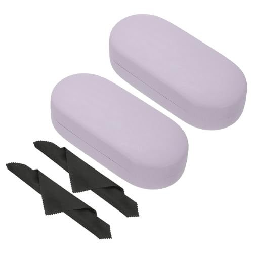 PATIKIL Hard Shell Brillenetui, 2er Pack PU-Leder Großes Brillenetui Litschi-Korn Schutzbrille Organizer für Damen Herren Brillen Sonnenbrillen Aufbewahrung, Lila von PATIKIL