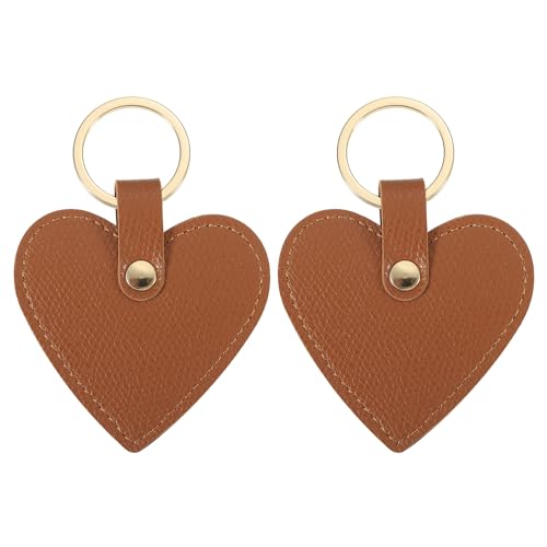 PATIKIL Herz Leder Schlüsselanhänger, 2er Pack Herz Leder Schlüsselanhänger mit Schlüsselringen Schlüsselanhängerhalter für Hochzeitsgeschenke Partygeschenke Ausweiskarte, Braun von PATIKIL