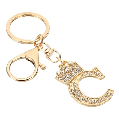 PATIKIL Initial Letter Schlüsselanhänger Buchstabe C Krone Design Charm mit Kristall Diamanten Dekorative Frauen Alphabet Anhänger für Tasche Rucksack DIY Handwerk, Goldton von PATIKIL