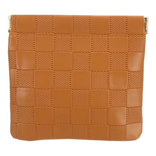 PATIKIL Kleine Snap-Verschluss-Taschen für die Handtasche, 4,5" x4,7 Mini wasserdichte Leder Karierte Make-up-Tasche Tragbare Selbstschließende Reise-Taschen-Organizer, Braun von PATIKIL