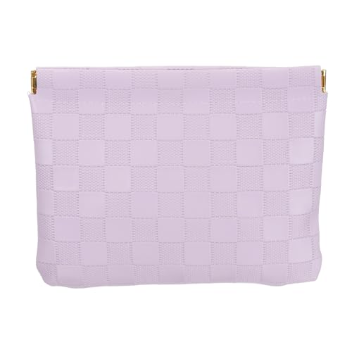 PATIKIL Kleine Snap-Verschluss-Taschen für die Handtasche, 5,5" x7,1 Mini wasserdichte Leder Karierte Make-up-Tasche Tragbare Selbstschließende Reise-Taschen-Organizer-Tasche, Lila von PATIKIL
