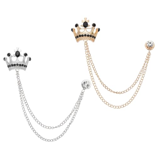 PATIKIL Hängende Kette Broschen Pins, 2 Stück Strass Anzug Pins Mode Kristall Reversnadeln für Frauen Männer Kleid Bouquet Mantel Hut Tasche, Schwarz von PATIKIL