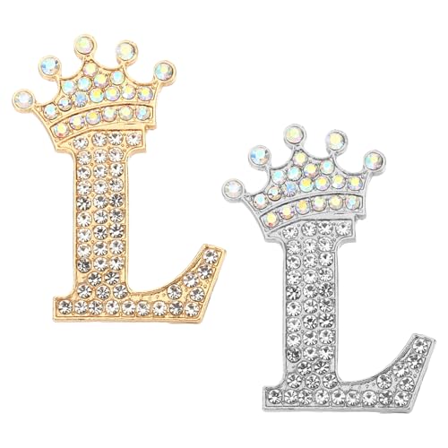 PATIKIL Letter Broschen Pins, 2 Stück Initial Strass Alphabet L Letter Reversnadeln für Damenanzüge Kleider Mantel Kleidung Handwerk, Gold/Silber Ton PATIKIL Letter Broschen Pins, 2 Stück Initial Strass Alphabet L Letter Reversnadeln für Damenanzüge Kleider Mantel Kleidung Handwerk, Gold/Silber Ton von PATIKIL