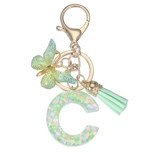 PATIKIL Niedliche Schlüsselanhänger Buchstabe mit Schmetterling & Quaste & Schlüsselringe, Harz Buchstaben Schlüsselanhänger C Schlüssel Anhänger Keychain für Damen damen Geschenke, Grün PATIKIL Niedliche Schlüsselanhänger Buchstabe mit Schmetterling & Quaste & Schlüsselringe, Harz Buchstaben Schlüsselanhänger C Schlüssel Anhänger Keychain für Damen damen Geschenke, Grün von PATIKIL
