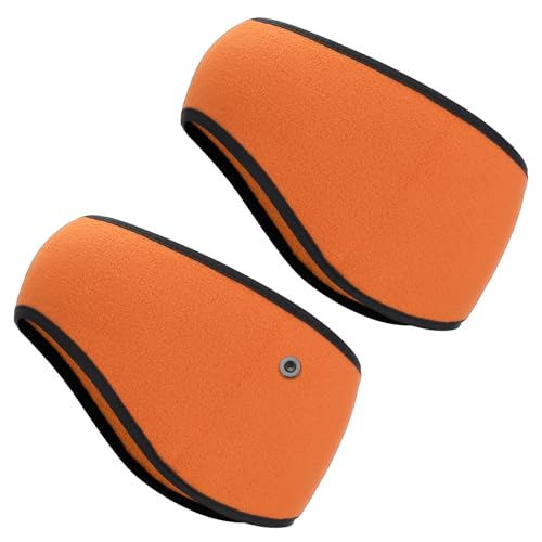 PATIKIL Ohrenwärmer-Stirnband, 2er-Pack Polarfleece Ohrenwärmer Winter Stretchy Laufschweißband Outdoor-Essential für Jogging Walking Skiing, Orange von PATIKIL
