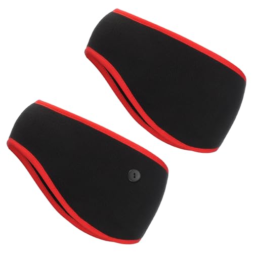 PATIKIL Ohrwärmer-Stirnband, 2er-Pack Polarfleece Ohrwärmer Winter Stretchy Laufschweißband Outdoor-Essential für Jogging Walking Skiing, Schwarz mit Rot von PATIKIL