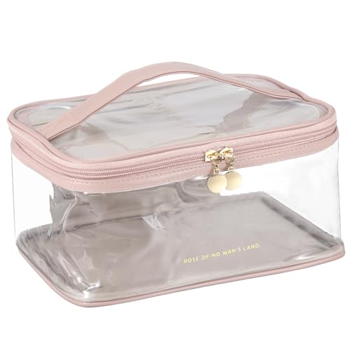 PATIKIL PATIKIL Transparenter Kulturbeutel, wasserdichter Reise-Make-up-Kosmetikbeutel, großer Stauraum, tragbarer mit Tragegriff und Reißverschluss für Damen und Herren, Pink von PATIKIL
