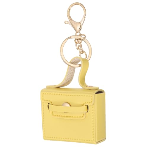 PATIKIL PU Leder Handtasche Schlüsselanhänger, Münzbeutel Schlüsselanhänger Ohrhörer Tasche Handtasche Dekoration Geldbörse Charme Niedlicher Anhänger Schlüsselanhänger, Gelb von PATIKIL