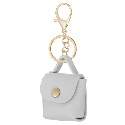 PATIKIL PU Leder Handtasche Schlüsselanhänger, Münzbeutel Schlüsselanhänger Ohrhörertasche Münzbeutel Handtaschenverzierung Geldbörse Charme Niedlicher Anhänger, Grau von PATIKIL