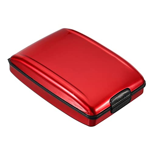 PATIKIL RFID Wallet Kreditkarte Etui Aluminium Metall Frauen Männer Geldbörse Hartschalenkarten Organisation für Visitenkarte ID Karte Rot von PATIKIL