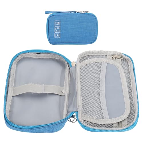 PATIKIL Reise-Elektronik-Organizer, 2 Stück Kleine Tragbare Kabel-Organizer-Tasche Beutel Wasserdicht Elektronik-Zubehör-Organizer-Hülle für Kabel Netzteil USB-Kabel Ohrhörer, Blau von PATIKIL