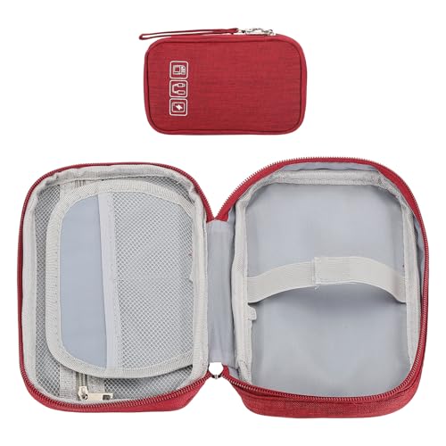 PATIKIL Reise-Elektronik-Organizer, 2 Stück Kleine Tragbare Kabel-Organizer-Tasche Beutel Wasserdicht Elektronik-Zubehör-Organizer-Hülle für Kabel Netzteil USB-Kabel Ohrhörer, Rot von PATIKIL