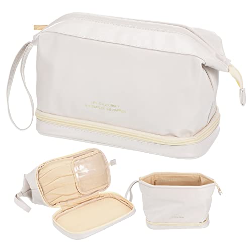 PATIKIL Reisen Kosmetik Tasche Tragbar Großes Kapazität Toiletten Tasche Doppelt Schicht Leder Kosmetik Reisen Taschen für Frauen Creme von PATIKIL