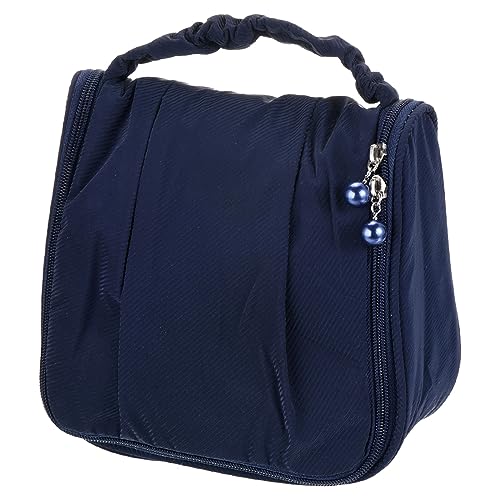 PATIKIL Reisen Kosmetik Tasche Tragbar Wasserfeste Kosmetik Veranstalter Beutel Große Kapazität Toilettenartikel Tasche mit Haken für Frauen Marine Blau von PATIKIL