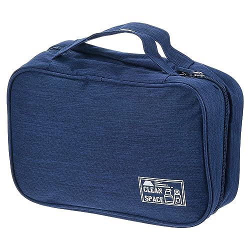 PATIKIL Reisen Kosmetik Tasche Tragbare Kosmetik Organizer Beutel Große Kapazität Kosmetik Lagerung Toilettenartikel Tasche mit Haken für Frauen Marine Blau von PATIKIL