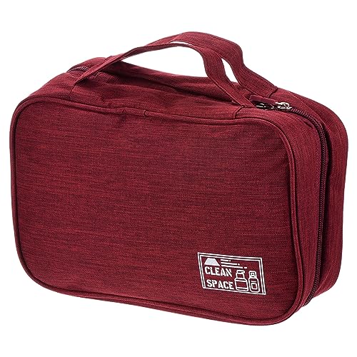 PATIKIL Reisen Kosmetik Tasche Tragbare Kosmetik Organizer Beutel Große Kapazität Kosmetik Lagerung Toilettenartikel Tasche mit Haken für Frauen Rot von PATIKIL