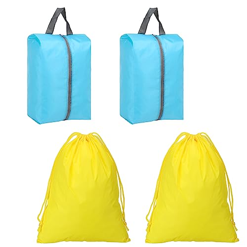 PATIKIL Reisen Schuhsäcke Set von 4 Tragbar Schuh Tasche mit Reißverschluss Wasserdicht Schuh Veranstalter für Männer und Frauen Himmel Blau Gelb von PATIKIL