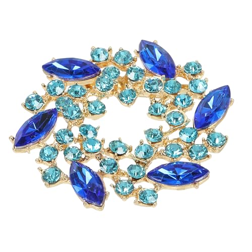 PATIKIL Rhinestone Blumen Brosche Großer Kristall Kranz Anstecknadel Für Damen Hochzeit Party Geburtstag Tanz Bankett Kleidung Hut Tasche Deko Seeblau von PATIKIL