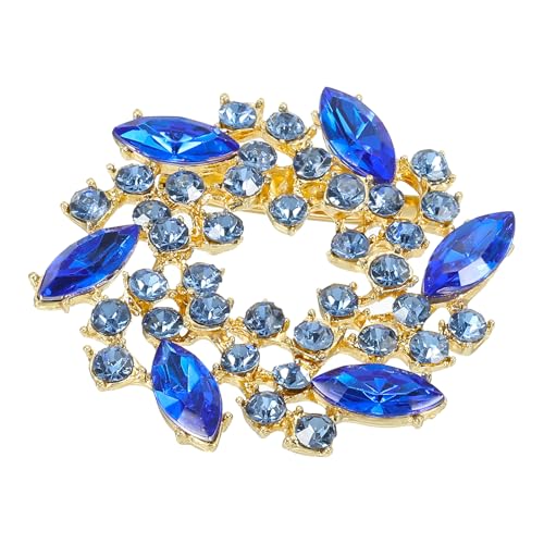 PATIKIL Rhinestone Flower Brooch Pin, Großer Kristall Kranz Reversnadel Für Frauen Hochzeit Party Geburtstag Tanz Bankett Kleid Hut Tasche Deko, Dunkelblau von PATIKIL