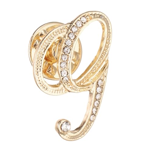 PATIKIL Rhinestone Letter Reversnadeln Initialen Alphabet Kragen Nadeln Letter Broschen Für Frauen Männer Hemd Kleidung Anzüge Mantel Kragen Gold Ton Letter g von PATIKIL