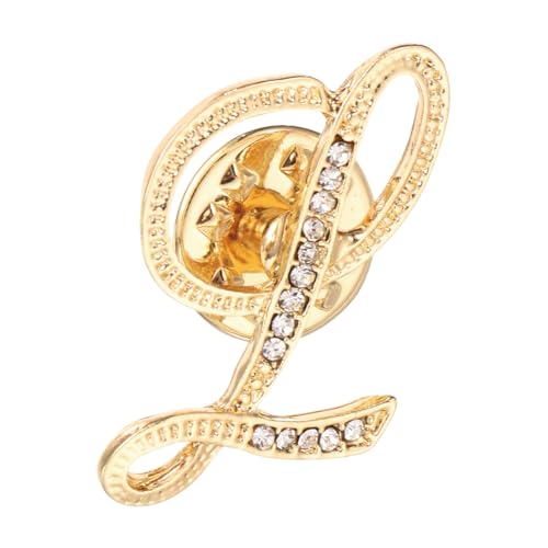 PATIKIL Rhinestone Letter Reversnadeln Initialen Alphabet Kragen Nadeln Letter Broschen Nadeln Für Frauen Männer Hemd Kleid Anzüge Mantel Kragen Goldton Letter l von PATIKIL