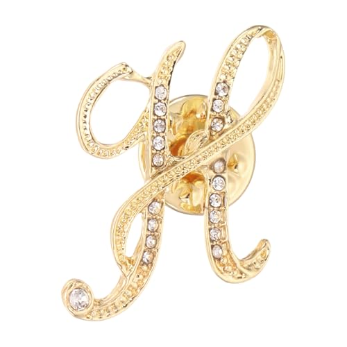 PATIKIL Rhinestone Letter Reversnadeln Initialen Alphabet Kragen Nadeln Letter Broschen Nadeln Für Frauen Männer Hemd Kleider Anzüge Mantel Kragen Goldton Letter H von PATIKIL
